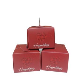 NİŞAN-NİKAH-KINA-DÜĞÜN HATIRASI 100 ADET TEKLİ LOKUM KUTUSU SNY2030 065X060X048 MM